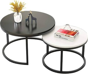 โต๊ะกาแฟ โต๊ะกลางห้องนั่งเล่นทันสมัย โต๊ะกาแฟทรงกลมแบบซ้อนได้ - Product Image 3