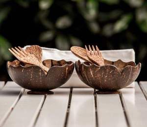 Venta al por mayor directa de fábrica: Cuencos de coco natural a granel, vajilla ecológica sin residuos, cuencos orgánicos con logo personalizado para marcas. - Product Image 4