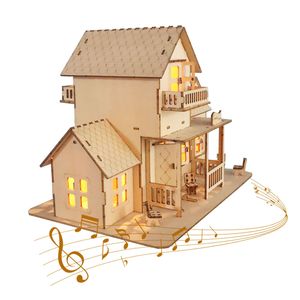 Puzzle 3D in Legno Sweet Home, Carillon Artigianale, Kit Casa delle Bambole in Miniatura, Luci Notturne LED, Prodotto Unico Fai-da-Te - Product Image 3