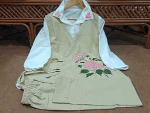 Ensemble de veste en lin brodé pour femmes avec motif floral, tenue décontractée traditionnelle, style Inde Pakistan, coupe régulière, toutes saisons - Product Image 3