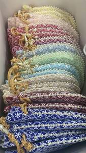 Indian Handmade Chikankari Embroidery Wrist <b>Handbag</b> Unisex Cotton Satin Lining Wedding Gift/Party Favor Coin Potli String - Product Image 6