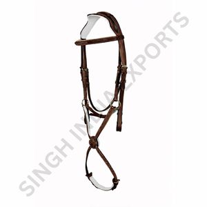 บังเหียนม้าหนังแท้แบบยกสูงพร้อมแผ่นรองนุ่ม ตกแต่งด้วยการเย็บแบบแฟนซี สำหรับขี่ม้าแบบจั๊มพ์โชว์ บังเหียนสำหรับขี่ม้าแบบอังกฤษ คุณภาพพรีเมียม - Product Image 4