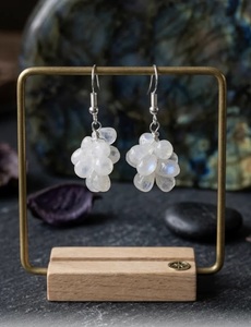 Pendientes Colgantes con Racimo de Piedras Preciosas Entrelazadas, Diseño Floral con Cuentas Hechas a Mano, Moda para Mujer, Aleación con Revestimiento Antideslustre - Product Image 3