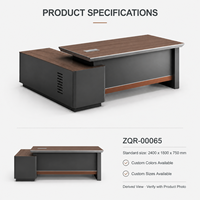 Bureau de direction en bois grainé avec armoire de rangement latérale 2400 mm, mobilier de bureau moderne pour directeur