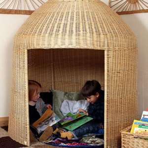 Tente de jeu de luxe en rotin naturel pour enfants, maisonnette en osier avec meubles pour enfants en rotin, vente en gros - Product Image 2