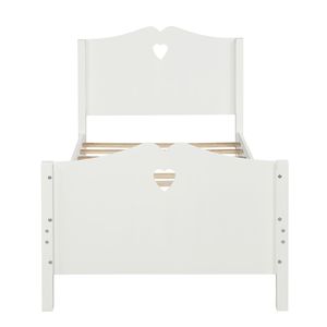 Letto a piattaforma singolo bianco con supporto a doghe in legno e testiera e pediera per bambini - Product Image 6