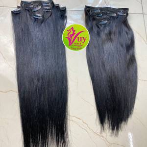 VuyHair Extensions à clips 100% cheveux humains vierges de qualité supérieure, vente en gros, double trame machine, toutes couleurs, livraison rapide dans le monde entier - Product Image 4