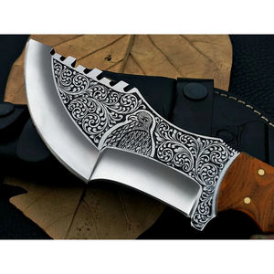 มีดแทรคเกอร์ Burraq แบบกำหนดเอง DIY OEM ทำมือจากเหล็ก D2 ลายตอกแบบ Full Tang พร้อมปลอกหนัง ขนาด 12 นิ้ว ของขวัญวันครบรอบ - Product Image 6