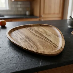 Irregular Wooden Storage Tray Rustic Design Handmade Indoor Tabletop Use <b>Kitchen</b> <b>Decor</b> - Product Image 5