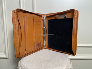 Custom Branded Hand Tooled Leather & Cowhide Portfolio Premium High Quality Document <b>Case</b> Business <b>File</b> Folder Ring Binder Cover - Product Image 6