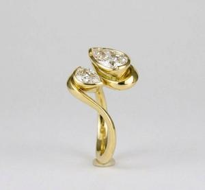 Anillo Toi et Moi de 1.5 quilates, anillos de compromiso con diamantes cultivados en laboratorio, anillos chapados en oro de 18 quilates, anillo bypass, anillo abierto envolvente, anillo de promesa con dos piedras. - Product Image 5