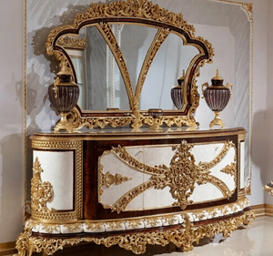 ชุดโต๊ะรับประทานอาหารรูปวงรีไม้สักทองคำหรูหราสไตล์ยุโรปคลาสสิกแกะสลักโบราณเป็นมิตรกับสิ่งแวดล้อม เฟอร์นิเจอร์รับประทานอาหารสำหรับโรงแรม - Product Image 5