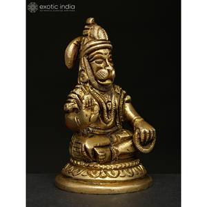Fait à la main 3 pouces Lord Hanuman Statue en laiton petit article de bénédiction fabriqué en Inde Sculpture oeuvre - Product Image 4