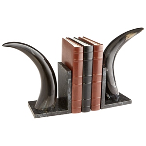 Vintage design Horn Design Bookends Bone Black Decorative Book Holder Rustic Animal Style Desk Organizer Home Office <b>Shelf</b> Decor - Product Image 3