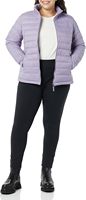 Veste matelassée lavande pour femme, col montant, manches longues, fermeture éclair, couleur unie, longueur normale, manteau d'hiver