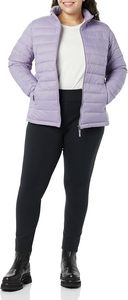 Women's Lavender Quilted Jacket <b>Stand</b> Collar Full Sleeve Zipper Closure Solid Color Regular Length Winter <b>Coat</b> - Product Image 4
