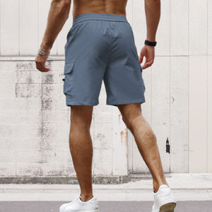 Shorts cargo gris pour homme, taille mi-haute, cordon de serrage, séchage rapide, légers, décontractés, avec poches - Product Image 4