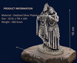 Jaipur Metals - Ídolo Moderno Grabado de Radha Krishna, Chapado en Plata 999 |   100% Latón |   10.5x7x16 cm |   560g |   Boda Diwali en Casa - Product Image 3
