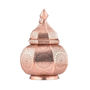Moroccan Copper Plated Metal <b>Lantern</b> Vintage Table <b>Candle</b> <b>Holder</b> for Home Decor Wedding and Festive Event Lighting - Product Image 1