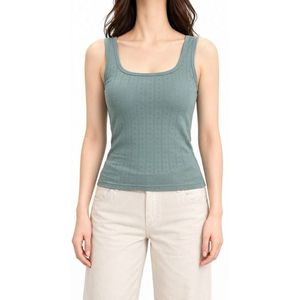 Débardeur en coton côtelé vert sauge, luxueux, doux, élastique, col rond, résistant à l'humidité, ajusté, sans manches - Product Image 1