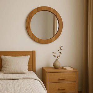 Custom Hotel Apartment Hallway Bone Inlay <b>Irregular</b> Unique Shape Wooden Wall Hanging <b>Mirror</b> - Product Image 5