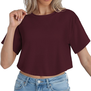 Camiseta de mujer a la moda con cuello redondo, estilo vintage, holgada, deportiva, casual, con hombros caídos, oversize, tallas personalizadas - Product Image 5