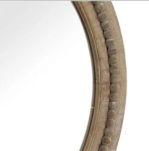 Round Wooden Wall <b>Mirror</b> – Decorative Beaded <b>Frame</b> <b>Mirror</b> for Living Room, Bedroom & Home Decor - Product Image 4