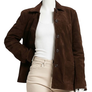 Western Style Cowgirl Suede <b>Leather</b> <b>Jackets</b> Customized Logo <b>Long</b> Sleeve Fringe Button Down <b>Jackets</b> For Women's - Product Image 1