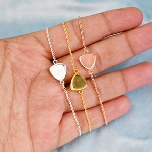 Pulsera de Cadena con Eslabones de 10mm en Plata 925 Maciza y Oro de 18k, con Bisel Trillón, para Guardar Leche Materna, Accesorios de Joyería DIY de Resina - Product Image 1