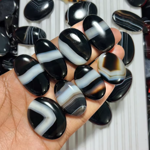 Nueva llegada de piedra de cristal natural de alta calidad para sanación, ágata y ágata negra rayada para la fabricación de joyas. - Product Image 2