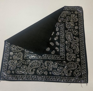 Rhinestone Paisley Print Bandana Black 27x27inch Polyester Unisex Street Style Decorative Head Wrap Scarf - Product Image 5