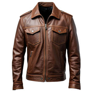 Men Soft Genuine <b>Leather</b> <b>Jacket</b> Premium Casual Full Zip Stand Collar Breathable Quick Dry Comfortable Durable Regular Fit <b>Winter</b> - Product Image 1