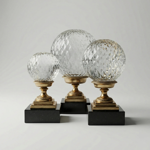 Luxury Crystal Glass Globe <b>Table</b> <b>Lamp</b> Set Brass <b>Base</b> Modern Decorative Lighting Vintage Style Handmade Sculptures Tabletop Home - Product Image 1