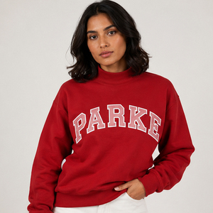 Park Custom Women's <b>Mock</b> <b>Neck</b> Sweatshirt Embroidered Logo Fleece Pullover Casual Cotton Blend Oversized Streetwear - Product Image 3