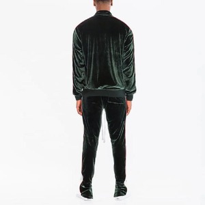 Men's Black <b>Velvet</b> <b>Tracksuit</b> Full Sleeve Zipper Front Sporty Design With Side Pockets Autumn Wear Regular Fit - Product Image 2