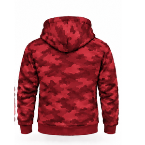 Unisex Dark Crimson <b>Red</b> Camouflage Tracksuit Full Zip <b>Hoodie</b> with Drawstring Jogger Pants Two Piece Casual Athletic Streetwear - Product Image 3