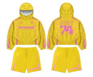 Premium Sport Hooded Windbreaker & Shorts Men's <b>White</b> Pink Hooded Sport <b>Jacket</b> & Shorts Set Quick Dry <b>Summer</b> Athletic Wear - Product Image 5