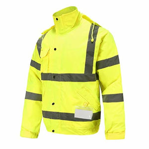 Fluorescent Neon Yellow Durable Oxford Fabric Hi Vis Workwear <b>Jacket</b> Waterproof Industrial <b>Worker</b> Night Shift Safety Uniform Set - Product Image 1