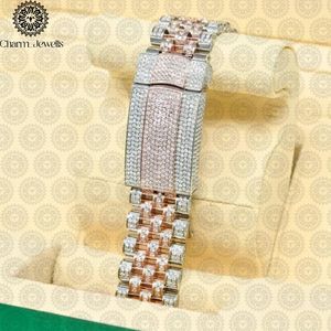 Reloj de Lujo para Hombre Charm Jewells, Caja de Acero Inoxidable de 40 mm, Movimiento Mecánico, Detalles de Diamantes, Correa de Cuero, Resistente al Agua 10 Bar - Product Image 5