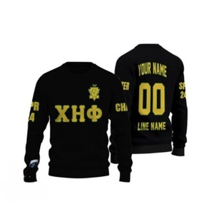 Chi Eta Phi Gray Yellow Letter <b>Fleece</b> <b>Zipper</b> Pullover Sweatshirt Crew Neck Regular Fit Knitted Cotton Men Casual Winter Wear - Product Image 5