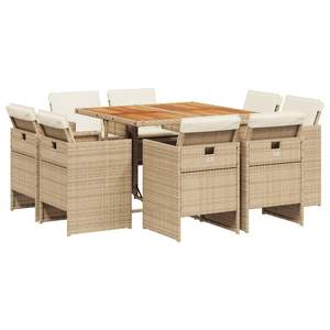 Set di 8 Pezzi per Sala da Pranzo da Giardino in Beige e Marrone - Product Image 2