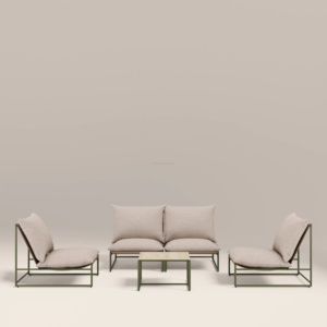 Ensemble de meubles de jardin modernes avec table centrale et canapés pour se détendre, avec coussins amovibles - Product Image 1