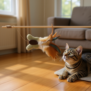 Juguete de Varita de Mariposa con Plumas de 45 cm de Largo, Juguete Interactivo y de Movimiento para Mascotas con Catnip - Product Image 2