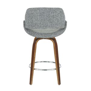 Set of <b>2</b> Mid Century Modern Counter <b>Stools</b> Fabrico in Walnut and Grey Noise Fabric by <b>Bar</b> <b>Stools</b> - Product Image 5