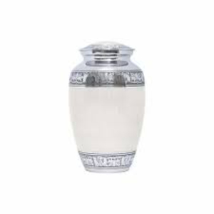 Urna Funeraria de Plata y Latón Hecha a Mano de Alta Calidad para Cenizas Humanas con Banda Floral Ornamentada, Urna Conmemorativa para Adultos en Oferta - Product Image 2