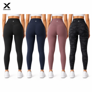 X Sports City Women's Tummy Control <b>Leggings</b> Squat Proof Breathable Soft Touch Solid Color Seamless Four-Way Stretch Pants OEM - Product Image 2