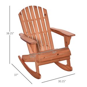 Sedia a dondolo classica rustica Adirondack con design in legno a doghe, schienale a ventaglio e braccioli ergonomici per patio in teak - Product Image 3