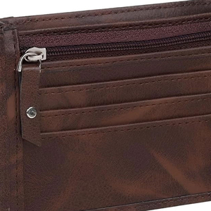 Brown Genuine Leather <b>Trifold</b> <b>Wallet</b> RFID Blocking Card Holder Coin Pocket Button Closure Vintage Short Purse <b>Men's</b> Eco-Friendly - Product Image 6