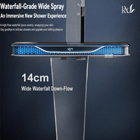Système de douche de salle de bain en laiton personnalisé avec affichage numérique LED, pommeau de douche pluie mural, douchette à main, pour projets hôteliers OEM ODM