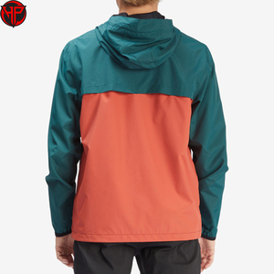 Chaqueta cortavientos para hombre con bloques de color, con capucha y cremallera, ligera, para exteriores, ropa de invierno, chaqueta de golf con logo personalizado. - Product Image 5
